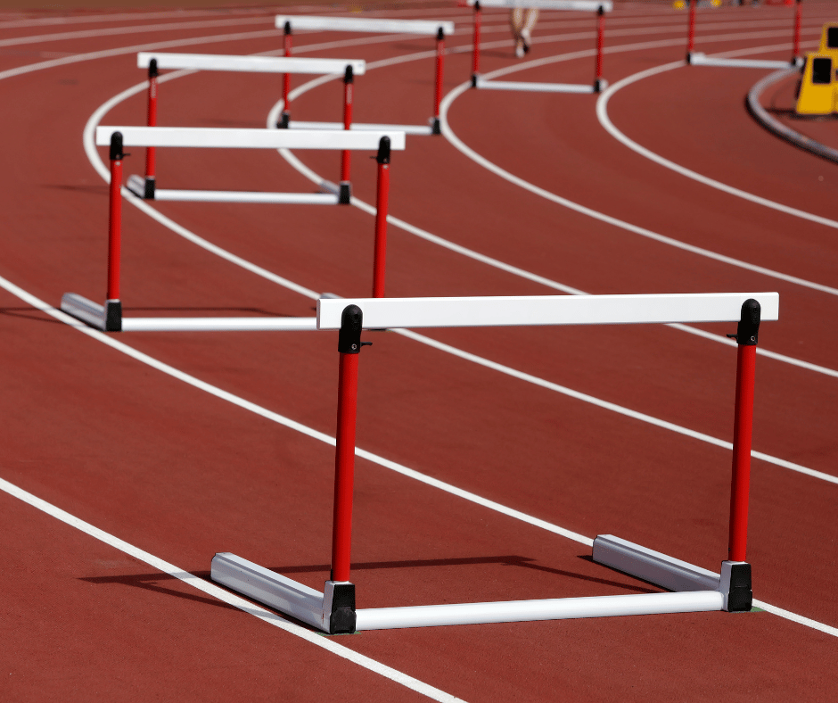 hurdles set up on a track