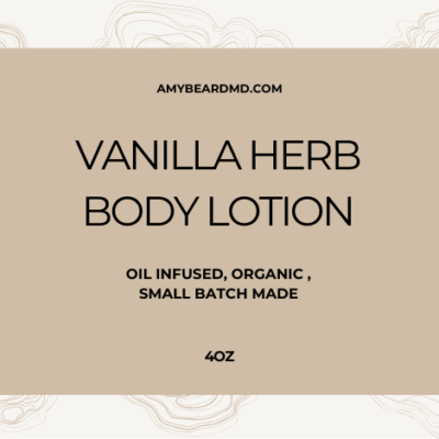 vanilla herb body lotion label