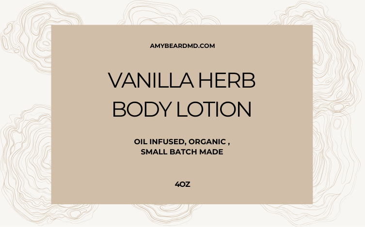 vanilla herb body lotion label